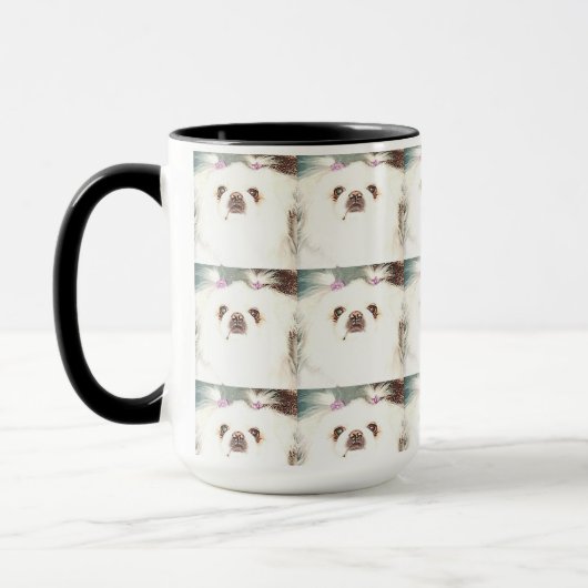Mug Chien pekingese blanc mignon "sucre" (Gauche)