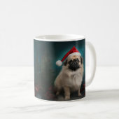 Mug Chien pekingese pendant Noël de neige (Devant droit)