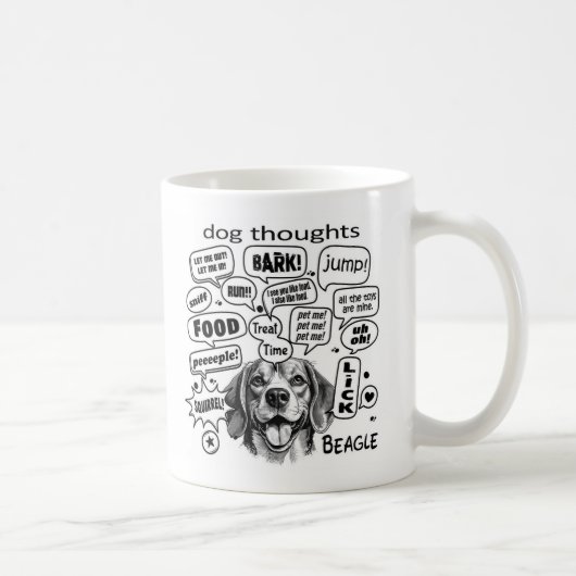 Mug Chien pensées - Beagle (Droite)