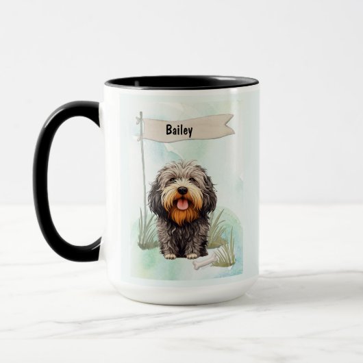 Mug Chien Personnalisé Aquarelle Puli (Gauche)