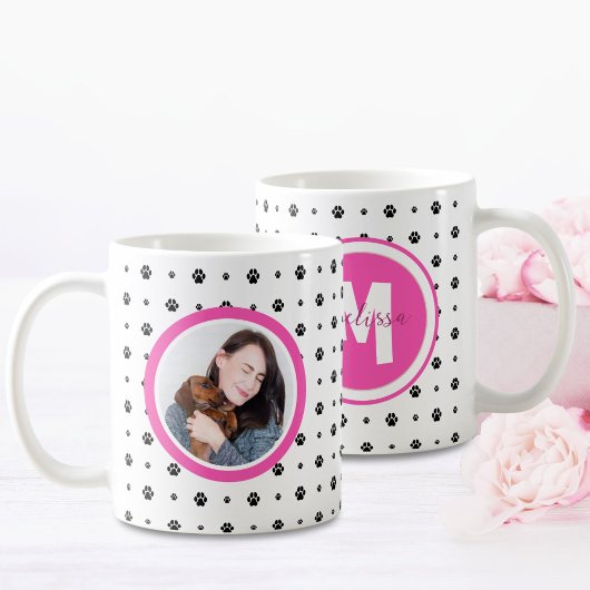 Mug Chien Pet Monogramme Photo Empreinte de patte Hot