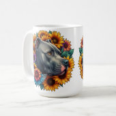 Mug Chien Pitbull entouré de tournesols vibrants (Devant gauche)