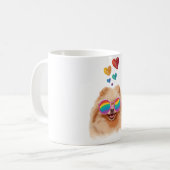 Mug Chien Poméranie avec coeurs Saint-Valentin (Devant gauche)