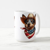 Mug Chien portant un drapeau Casquette et américain Ba (Devant droit)