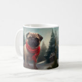 Mug Chien Pug dans la neige Noël (Devant gauche)