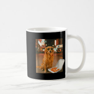 Mug Chien retriever doré drôle mangeant une pizza nuit