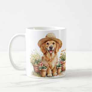 Mug Chien Retriever Doré Jardinage Pots de Fleurs
