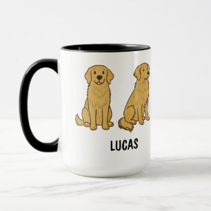 Mug Chien Retriever doré mignon dessiné à la main