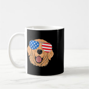 Mug Chien Retriever Doré Patriotique Cadeau 4 Juillet 
