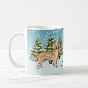 Mug Chien Retriever Golden Jaune Noël Nom Personnalisé