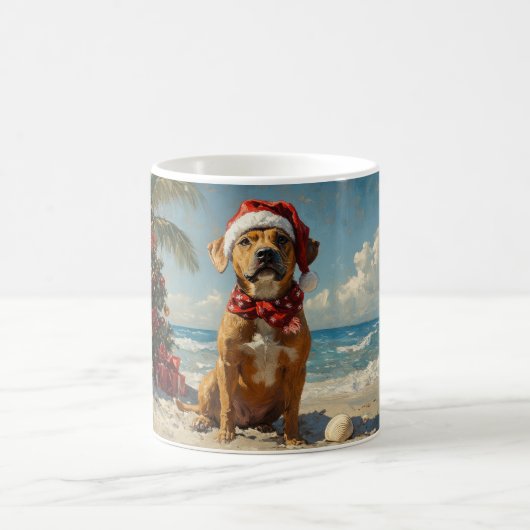 Mug Chien Rhodesian Ridgeback Noël Vintage Plage (Centre)