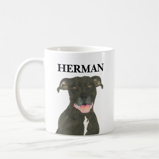 Mug Chien robuste noir Pitbull personnalisé (Gauche)