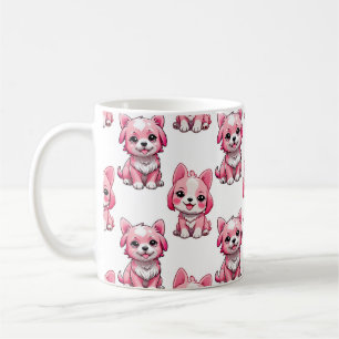 Mug Chien rose Motif design - blanc