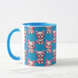 Mug Chien rose Motif design - Bleu