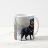 Mug Chien Rottweiler pendant Noël de neige (Devant droit)