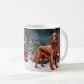 Mug Chien rouge irlandais à la neige Noël (Devant droit)