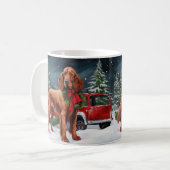 Mug Chien rouge irlandais à la neige Noël (Devant gauche)