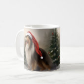 Mug Chien Rough Collie dans la neige de Noël (Devant gauche)