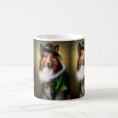 Mug Chien Rough Collie en robe de la Saint-Patrick (Centre)