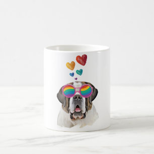 Mug Chien Saint-Bernard avec coeurs pour la Saint-Vale