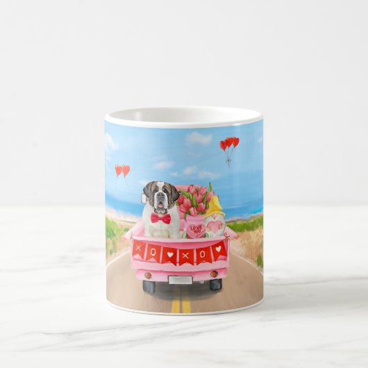 Mug Chien Saint-Bernard Camion de la Saint-Valentin Cœ (Centre)