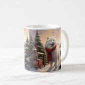 Mug Chien Samoyé à Noël de neige (Devant droit)