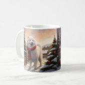 Mug Chien Samoyé à Noël de neige (Devant gauche)