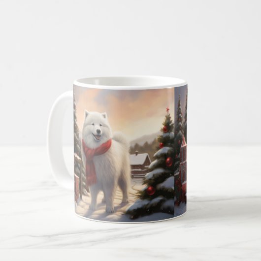 Mug Chien Samoyé à Noël de neige (Devant gauche)