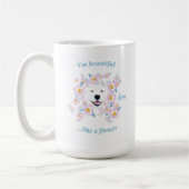 Mug Chien Samoyé et fleurs roses (Gauche)