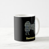 Mug Chien Samoyé Silhouette Jaune & Grille noire (Devant droit)
