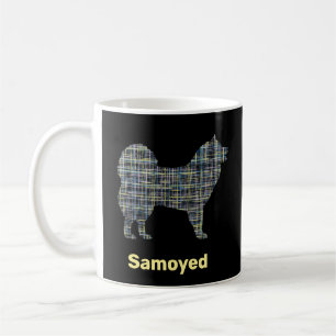 Mug Chien Samoyé Silhouette Jaune & Grille noire