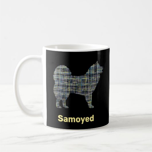 Mug Chien Samoyé Silhouette Jaune & Grille noire (Gauche)