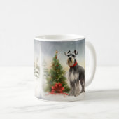 Mug Chien Schnauzer dans la neige de Noël (Devant droit)