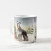 Mug Chien Schnauzer dans la neige de Noël (Devant gauche)