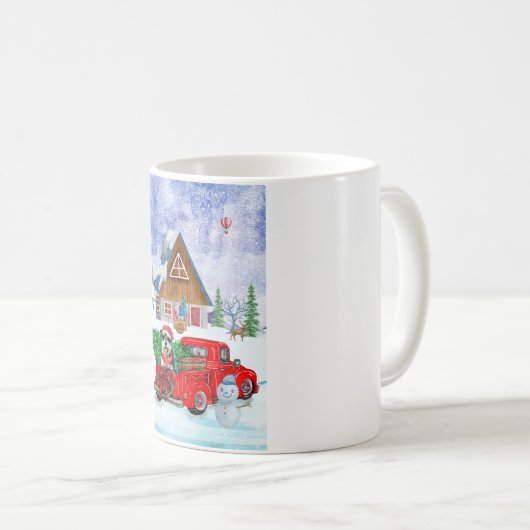 Mug Chien Schnauzer en livraison de Noël Camion Neige (Devant droit)