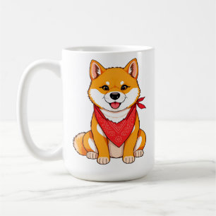 Mug Chien Shiba Inu de dessin animé mignon avec bandan