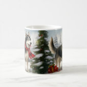 Mug Chien sibérien Husky à Noël de neige (Centre)