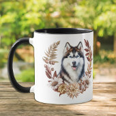 Mug Chien sibérien Husky Automne Wreath
