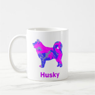 Mug Chien sibérien Husky rose, bleu et blanc