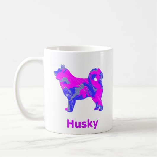 Mug Chien sibérien Husky rose, bleu et blanc (Gauche)