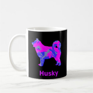 Mug Chien sibérien Husky rose, bleu et noir