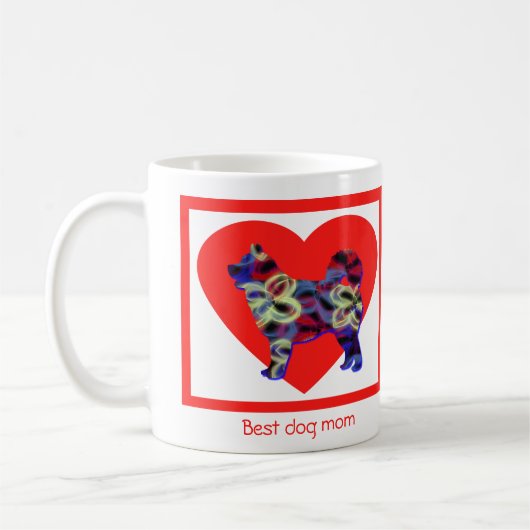 Mug Chien sibérien Husky Silhouette Valentines Jour Co (Gauche)