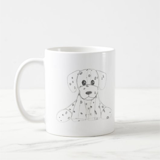 Mug chien simple doodle enfants noir blanc dalmate béb (Gauche)