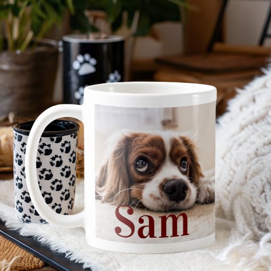 Mug Chien simple personnalisé Photo et nom