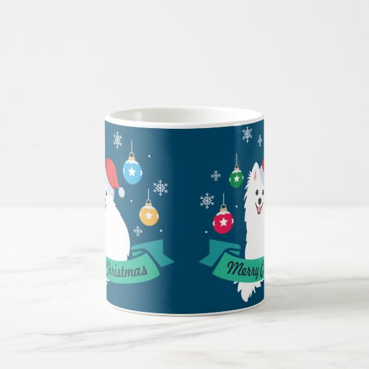 Mug Chien Spitz japonais personnalisable Joyeux Noël (Centre)