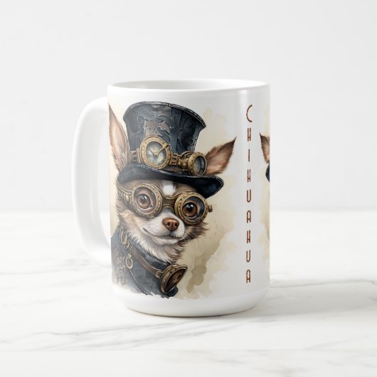 Mug Chien Steampunk Chihuahua (Devant gauche)