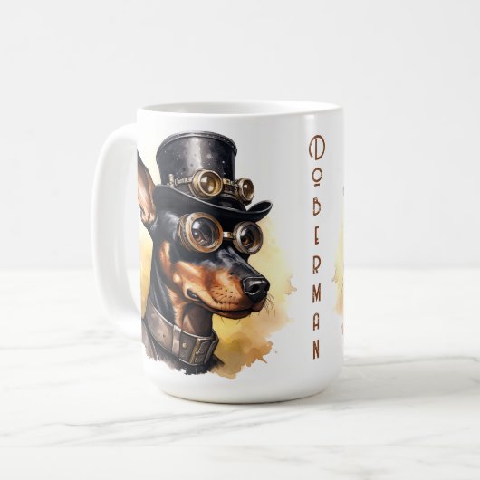 Mug Chien Steampunk Doberman Pinscher (Devant gauche)