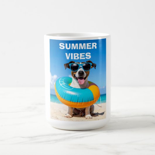 Mug Chien sur la plage vibes d'été (Centre)