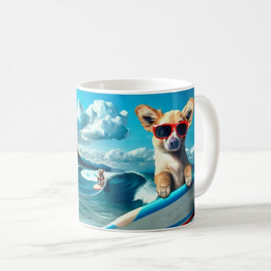 Mug Chien sur le Surboard portant des lunettes de sole (Devant droit)