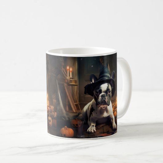 Mug Chien-taureau Citrouille Halloween effrayant (Devant droit)
